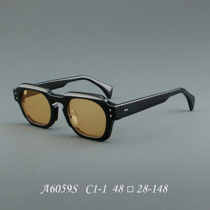 Montatura quadrata vintage in acetato con cerchi marcati e lenti in più colori — dettaglio 24