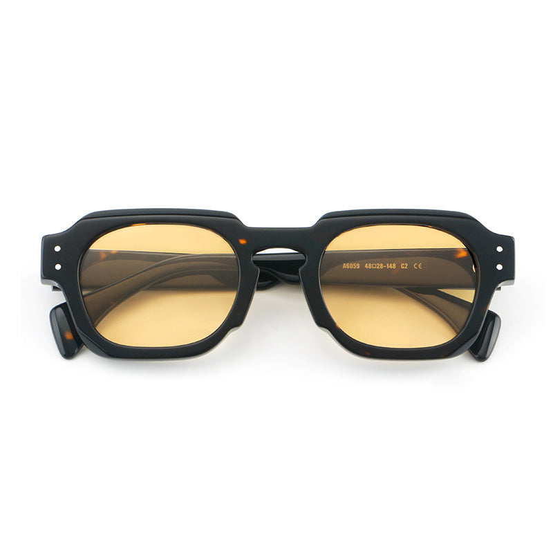 Montatura quadrata vintage in acetato con cerchi marcati e lenti in più colori — dettaglio 16