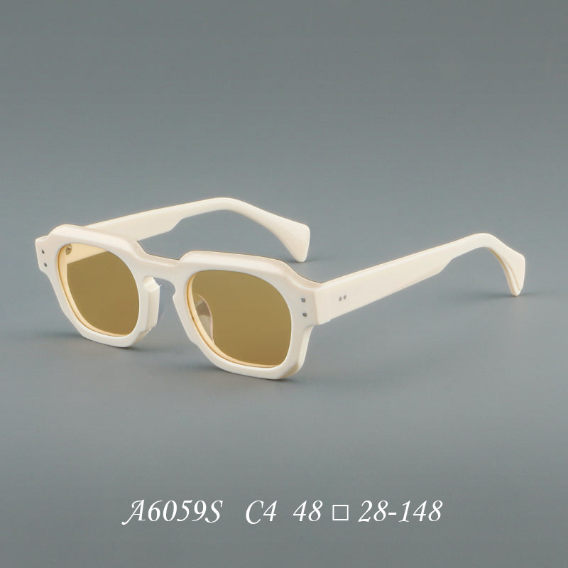 Montatura quadrata vintage in acetato con cerchi marcati e lenti in più colori — dettaglio 20