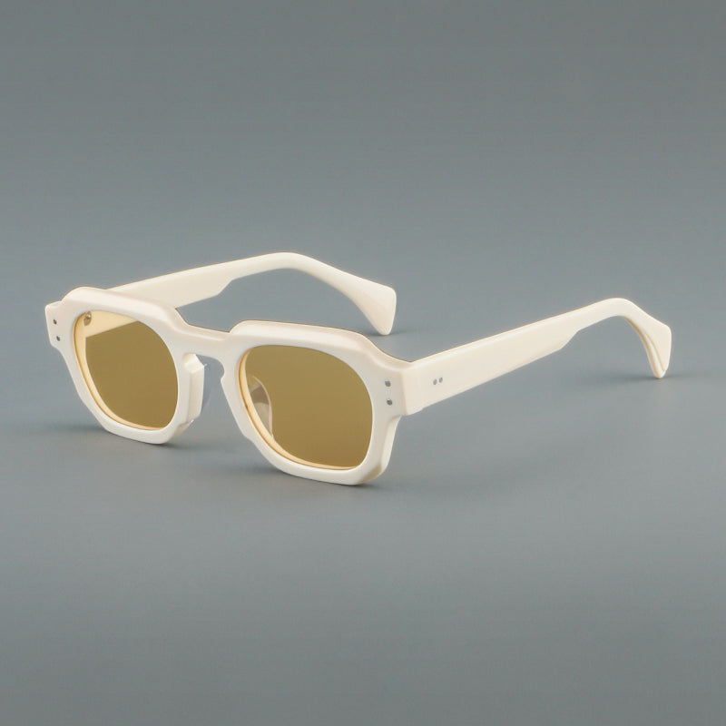 Montatura quadrata vintage in acetato con cerchi marcati e lenti in più colori — dettaglio 8