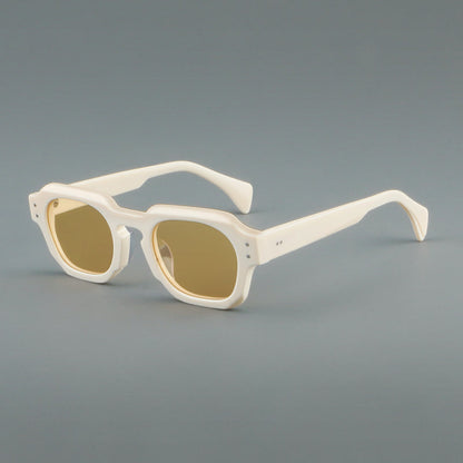 Montatura quadrata vintage in acetato con cerchi marcati e lenti in più colori — dettaglio 8