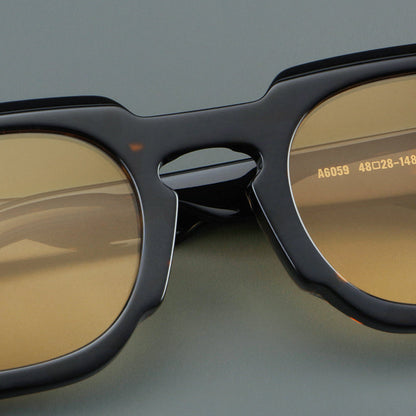 Montatura quadrata vintage in acetato con cerchi marcati e lenti in più colori — dettaglio 27