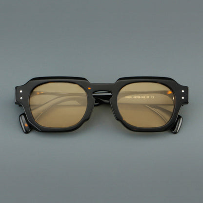 Montatura quadrata vintage in acetato con cerchi marcati e lenti in più colori — dettaglio 5