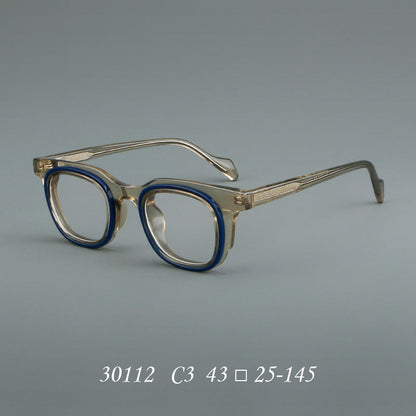 Montatura quadrata arrotondata in acetato con bordo superiore definito e aste sottili — dettaglio 15