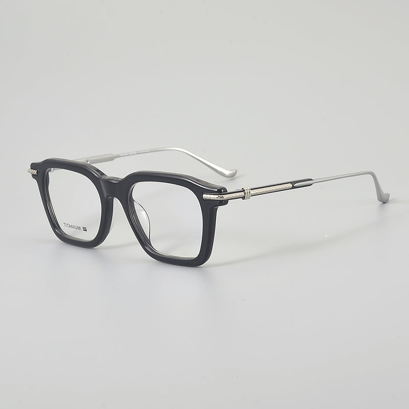 Montatura rettangolare rétro con bordo superiore definito e aste sottili in metallo — dettaglio 4