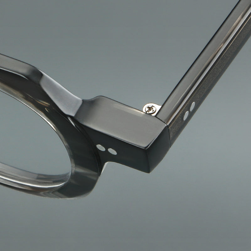 Montatura rotonda vintage in acetato con ponte a chiave profondo e piccoli rivetti — dettaglio 28