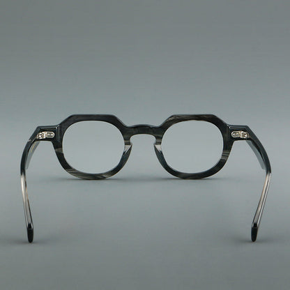 Montatura rotonda vintage in acetato con ponte a chiave profondo e piccoli rivetti — dettaglio 25