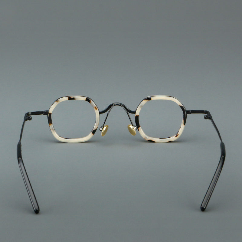 Montatura rotonda geometrica vintage con ponte arcuato rialzato e naselli — dettaglio 5