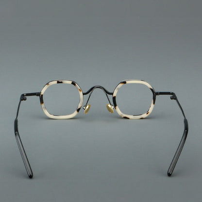 Montatura rotonda geometrica vintage con ponte arcuato rialzato e naselli — dettaglio 5