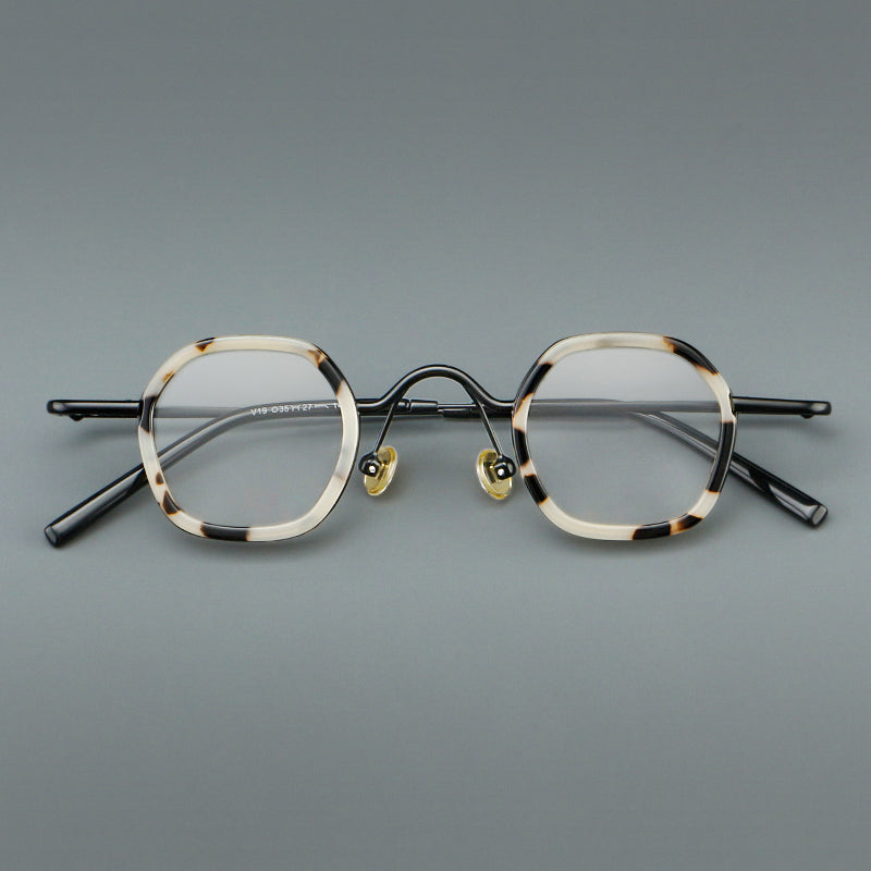 Montatura rotonda geometrica vintage con ponte arcuato rialzato e naselli — dettaglio 1