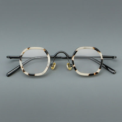 Montatura rotonda geometrica vintage con ponte arcuato rialzato e naselli — dettaglio 1