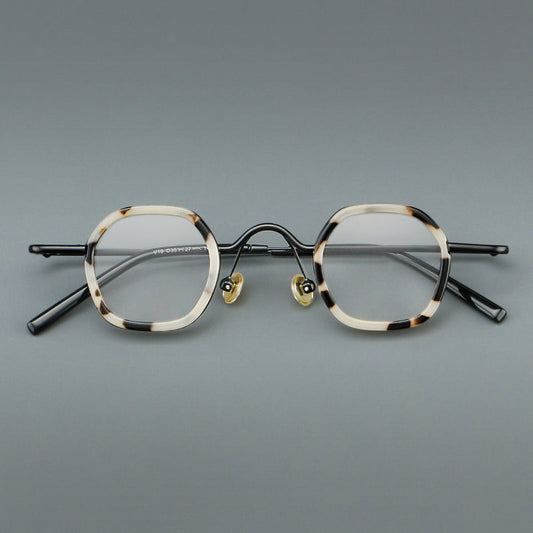 Montatura rotonda geometrica vintage con ponte arcuato rialzato e naselli — dettaglio 1