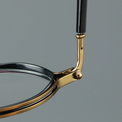 Montatura rotonda vintage con cerchi a strati e ponte in metallo — dettaglio 16
