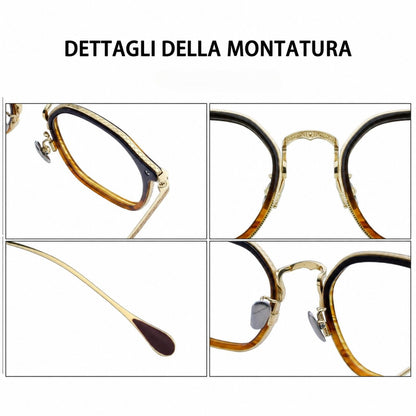 Montatura quadrata rétro in titanio con cerchi sottili e angoli arrotondati — dettaglio 10