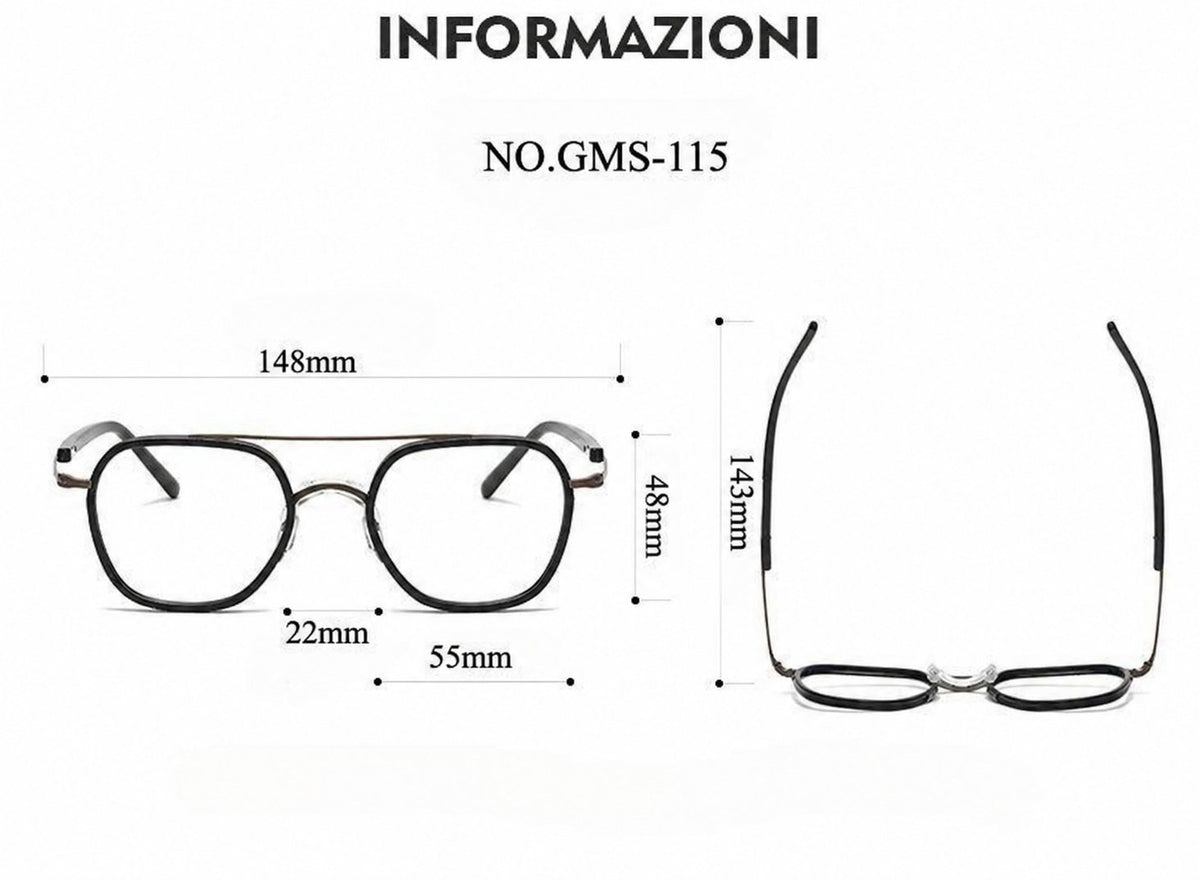 Montatura rotonda vintage in titanio con ponte in metallo, disponibile in più modelli — dettaglio 15