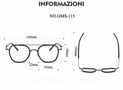 Montatura rotonda vintage in titanio con ponte in metallo, disponibile in più modelli — dettaglio 15