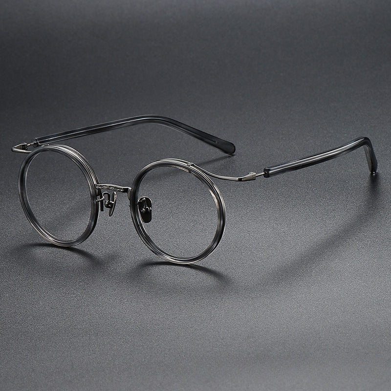 Montatura rotonda vintage in titanio con ponte in metallo, disponibile in più modelli — dettaglio 5