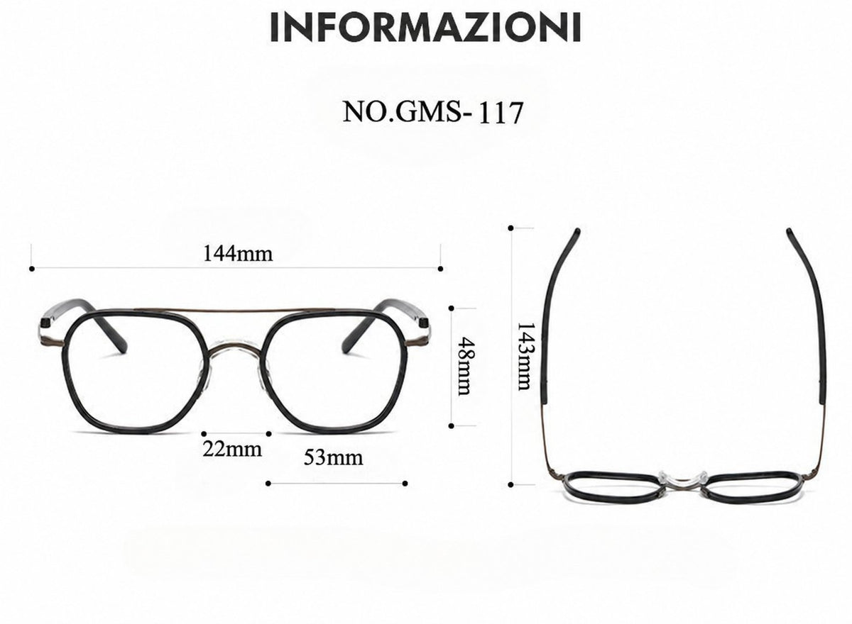 Montatura rotonda vintage in titanio con ponte in metallo, disponibile in più modelli — dettaglio 16