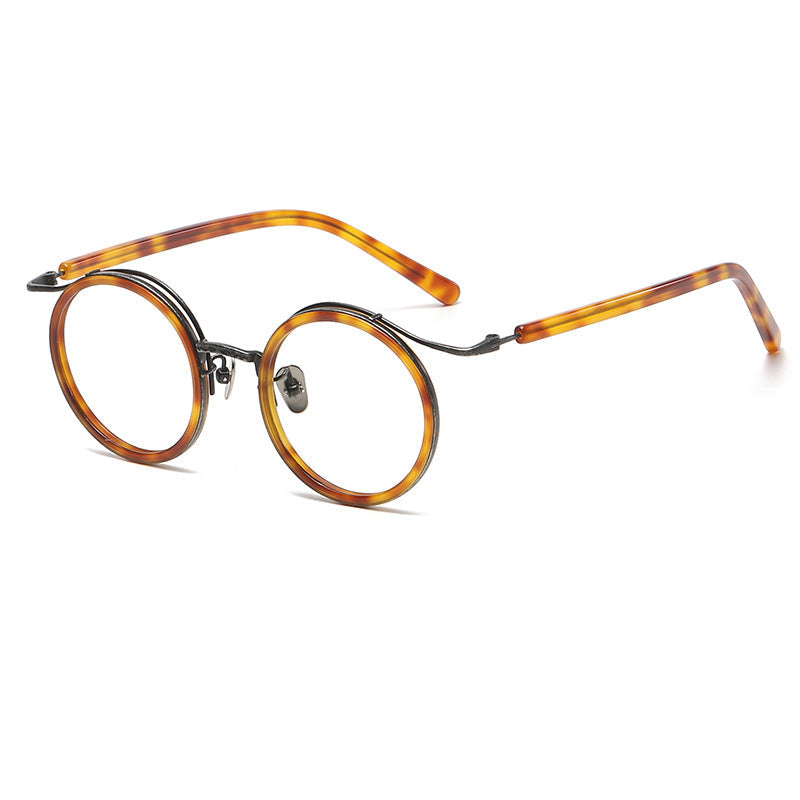 Montatura rotonda vintage in titanio con ponte in metallo, disponibile in più modelli — dettaglio 10
