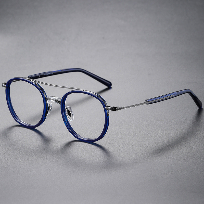 Montatura rotonda vintage in titanio con ponte in metallo, disponibile in più modelli — dettaglio 7