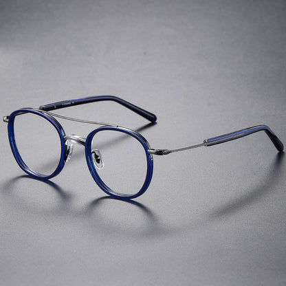 Montatura rotonda vintage in titanio con ponte in metallo, disponibile in più modelli — dettaglio 7