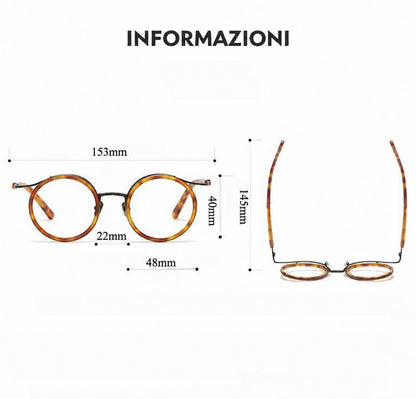 Montatura rotonda vintage in titanio con ponte in metallo, disponibile in più modelli — dettaglio 2