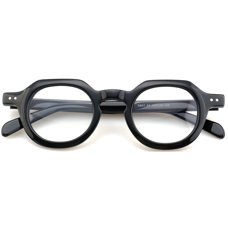 Montatura rotonda vintage in acetato con ponte a chiave e rivetti quadrati — dettaglio 8