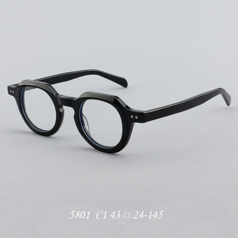 Montatura rotonda vintage in acetato con ponte a chiave e rivetti quadrati — dettaglio 1