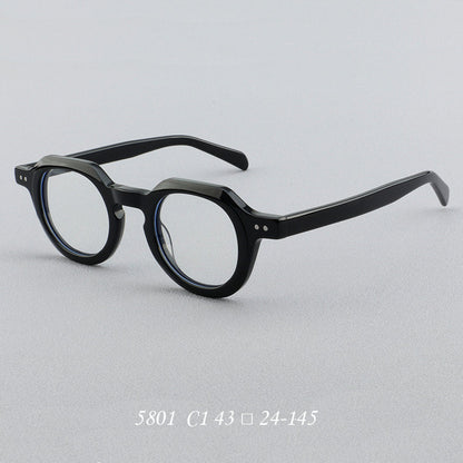 Montatura rotonda vintage in acetato con ponte a chiave e rivetti quadrati — dettaglio 1