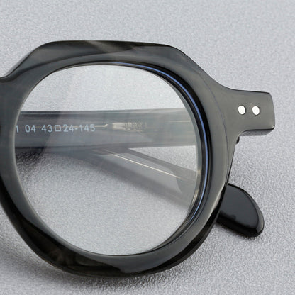 Montatura rotonda vintage in acetato con ponte a chiave e rivetti quadrati — dettaglio 12