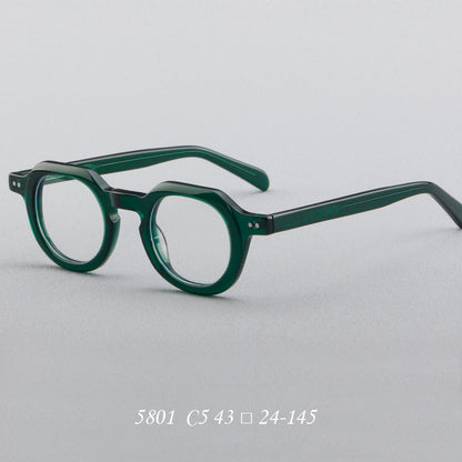 Montatura rotonda vintage in acetato con ponte a chiave e rivetti quadrati — dettaglio 3