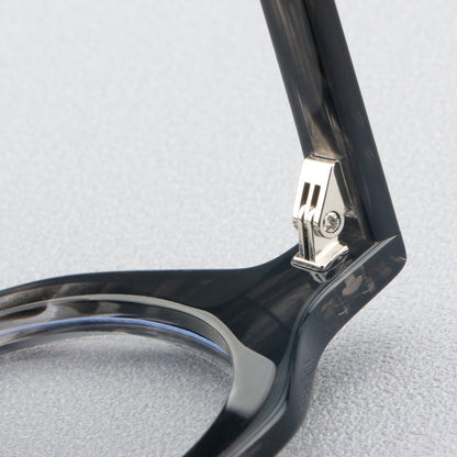 Montatura rotonda vintage in acetato con ponte a chiave e rivetti quadrati — dettaglio 10