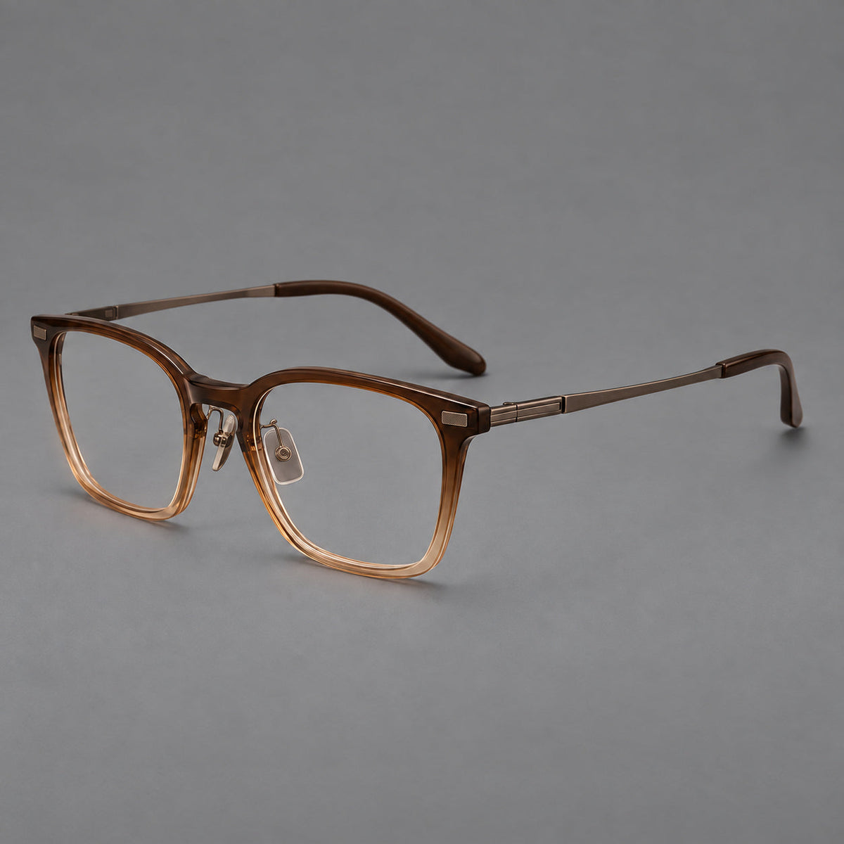 Montatura classica in acetato e titanio con bordi quadrati arrotondati e angoli lavorati — immagine del prodotto